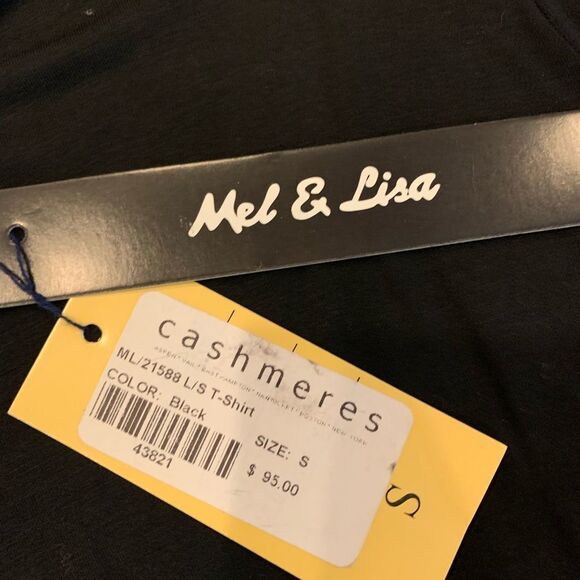 Mel & Lisa Deep Black Modal Long Sleeve T-Shirt sz S NWT - Picture 2 of 5